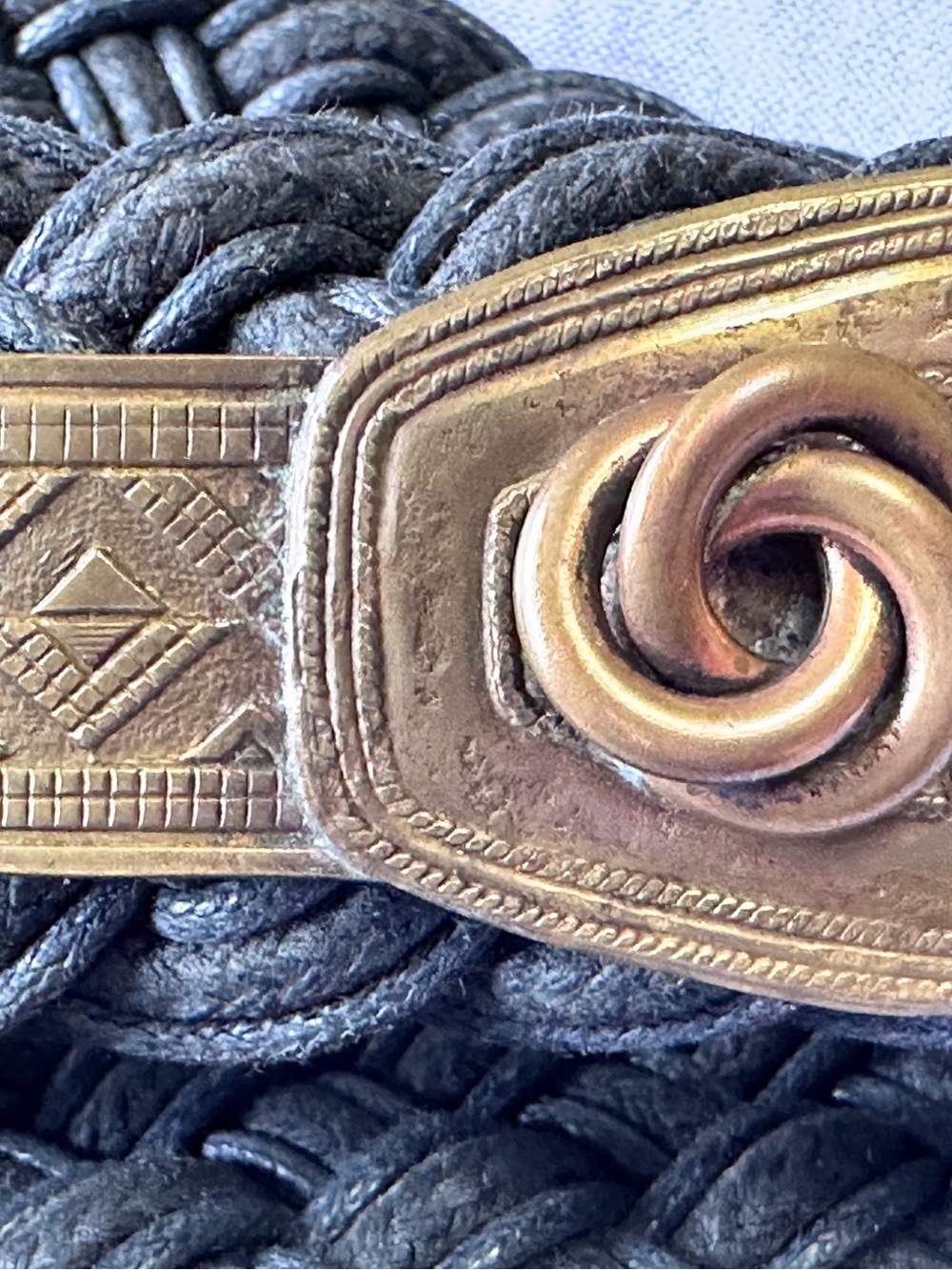Vintage Boho Braided Medallion Belt - Mixed Metal Tribal Statement - 38” - Picture 2 of 9